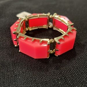 Stretch bracelet with gold and hot pink insets